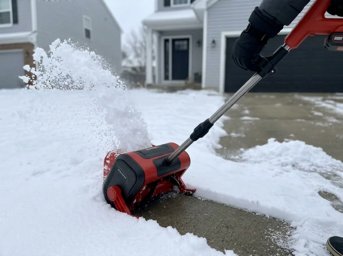 Verified WOODRANGER customer holding the Snow Blower